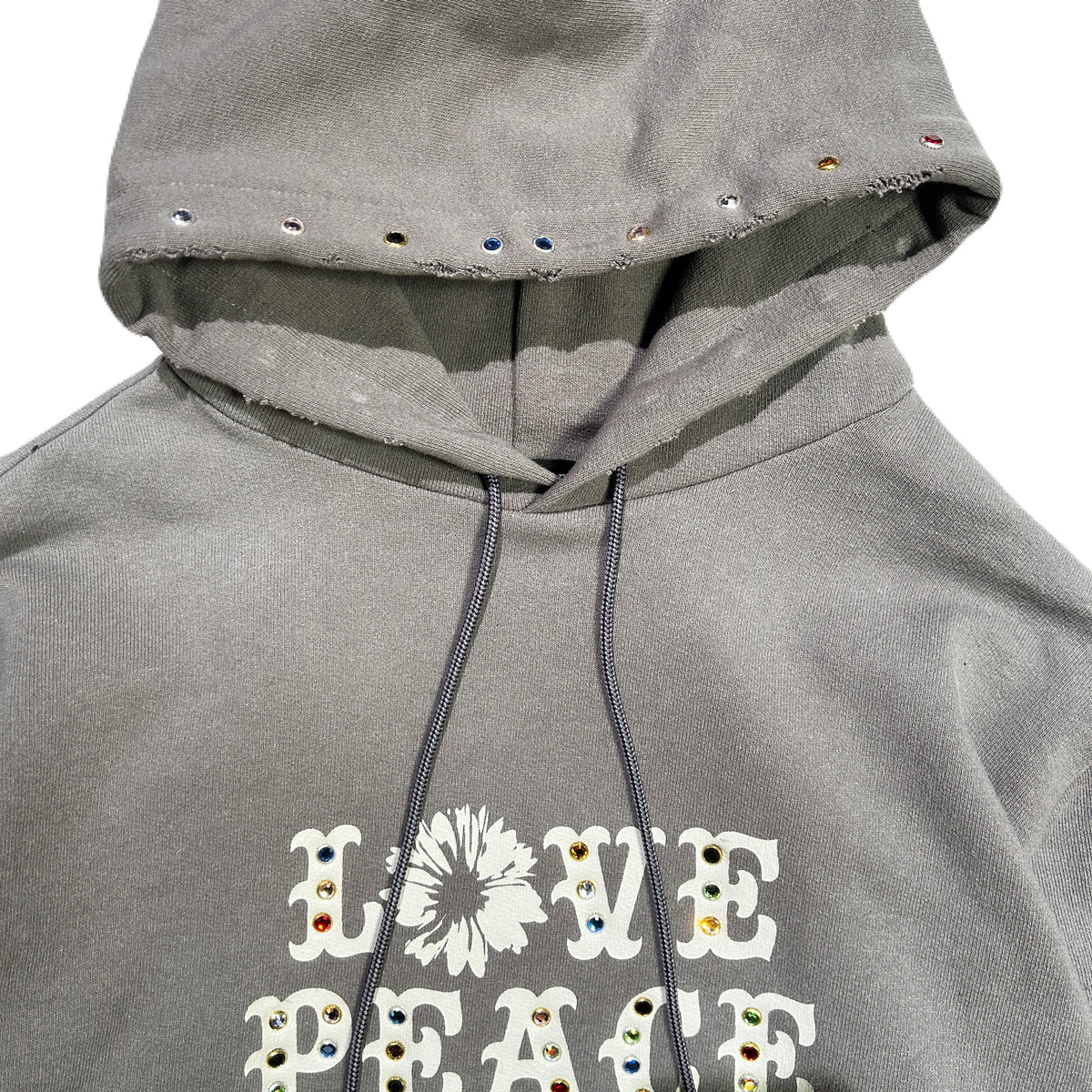 LOVE AND PEACE STONE NAIL HOODIE / GRAY