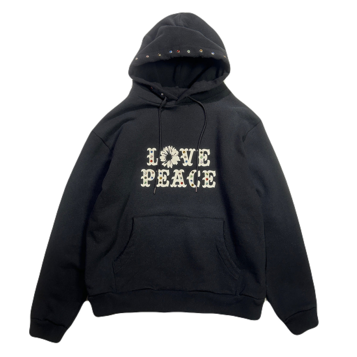 LOVE AND PEACE STONE NAIL HOODIE / BLACK