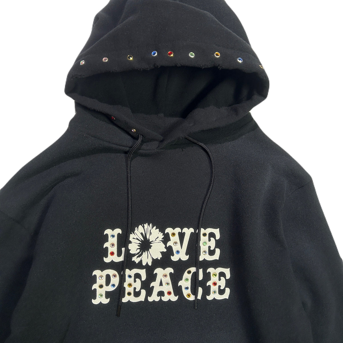 LOVE AND PEACE STONE NAIL HOODIE / BLACK