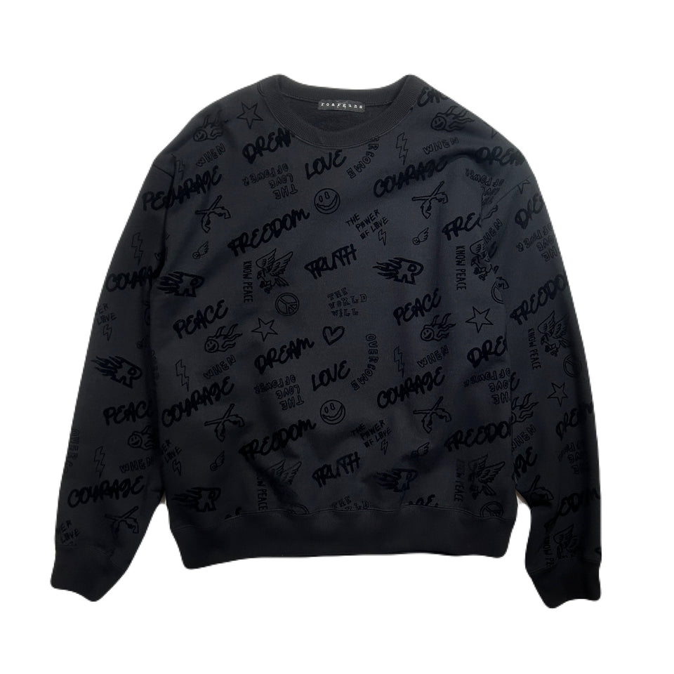 画像をギャラリービューアに読み込む, FLOCKY PRINT SWEAT / BLACK