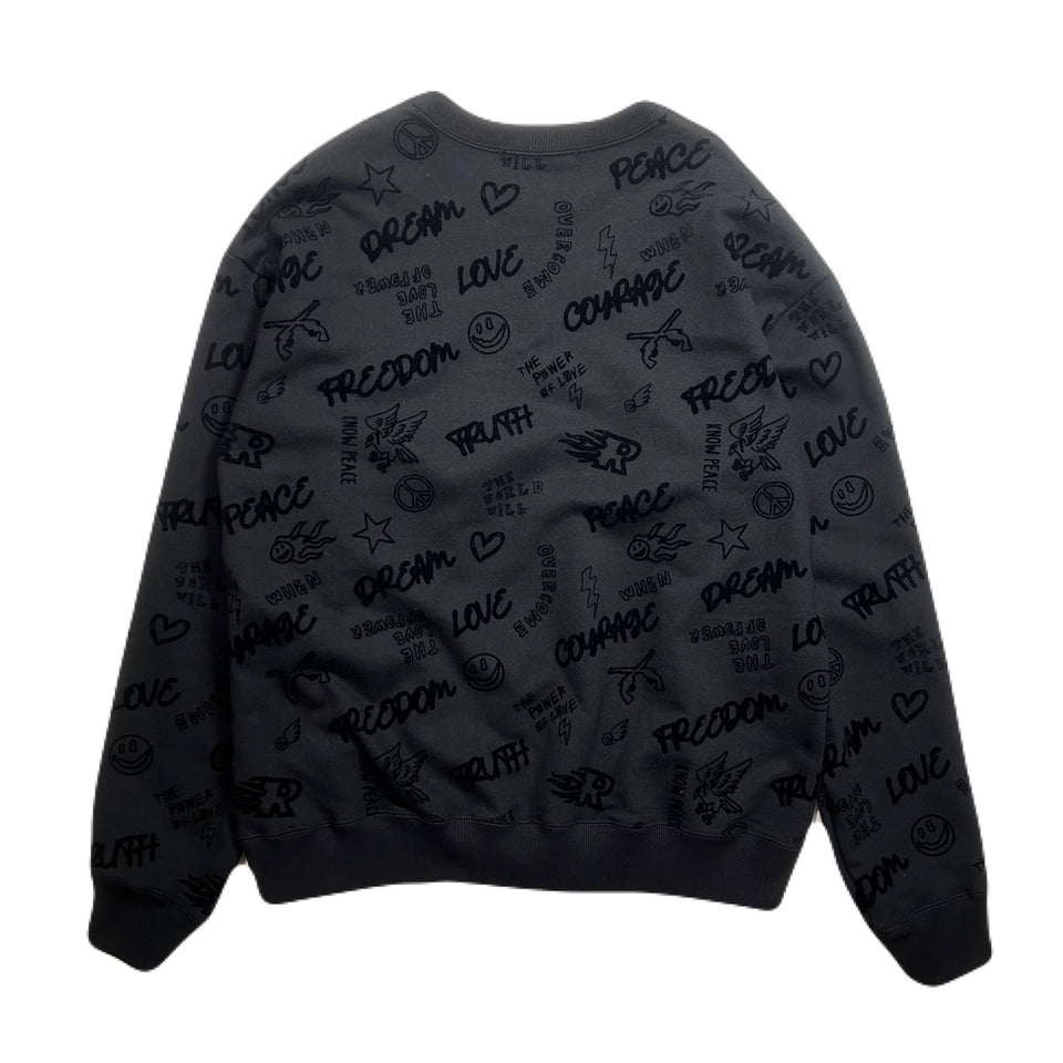 画像をギャラリービューアに読み込む, FLOCKY PRINT SWEAT / BLACK