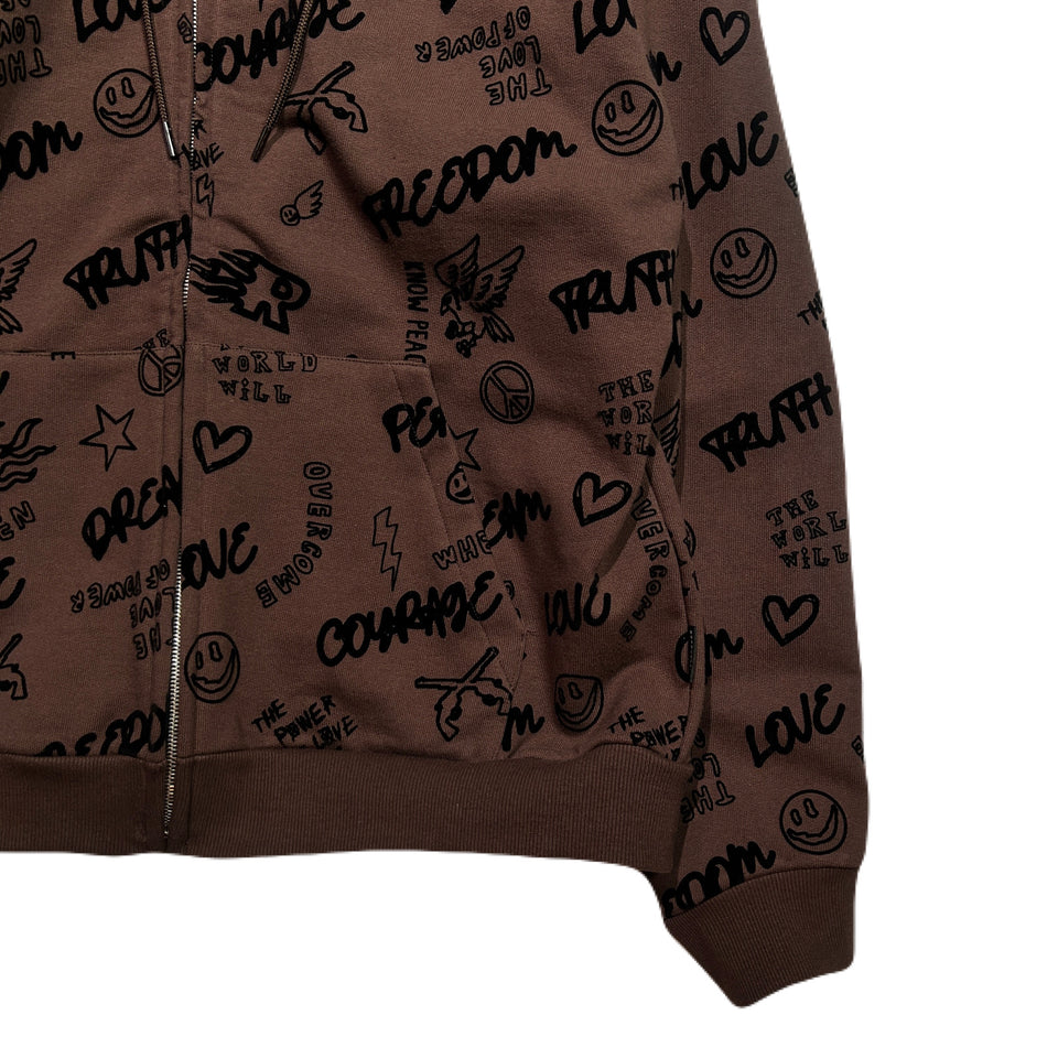 画像をギャラリービューアに読み込む, FLOCKY PRINT HOODIE / BROWN