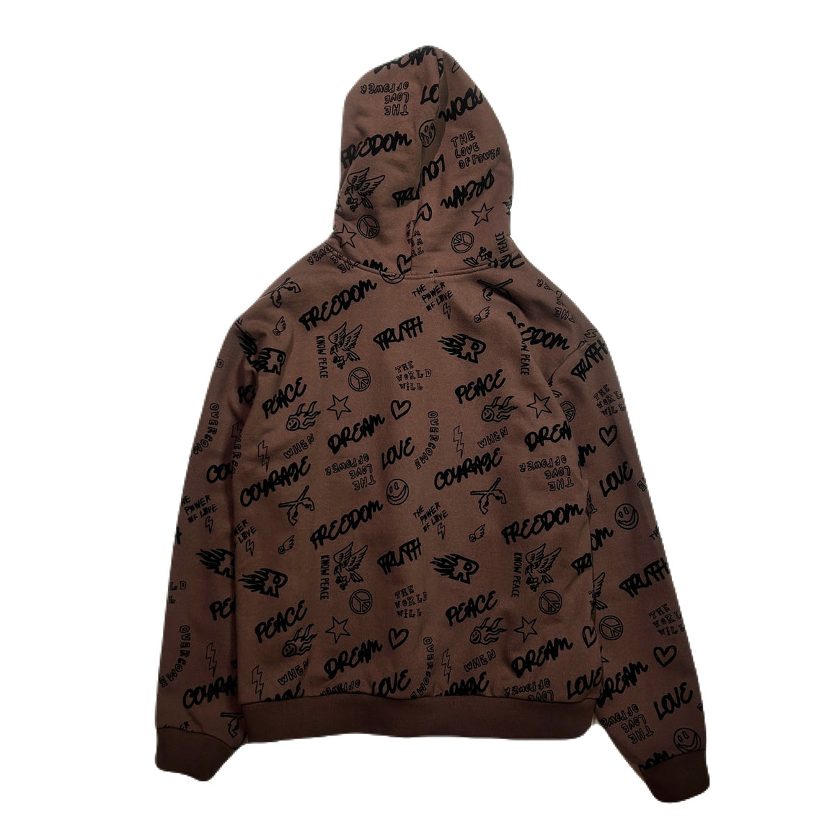 FLOCKY PRINT HOODIE / BROWN