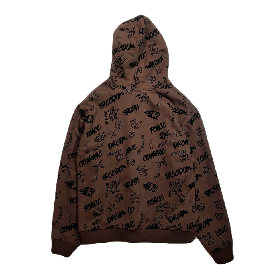 画像をギャラリービューアに読み込む, FLOCKY PRINT HOODIE / BROWN
