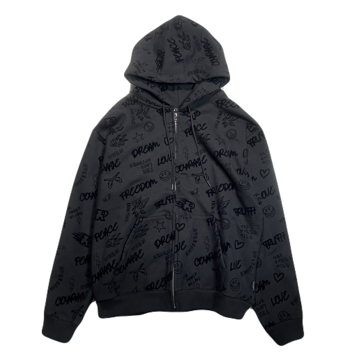 FLOCKY PRINT HOODIE / BLACK