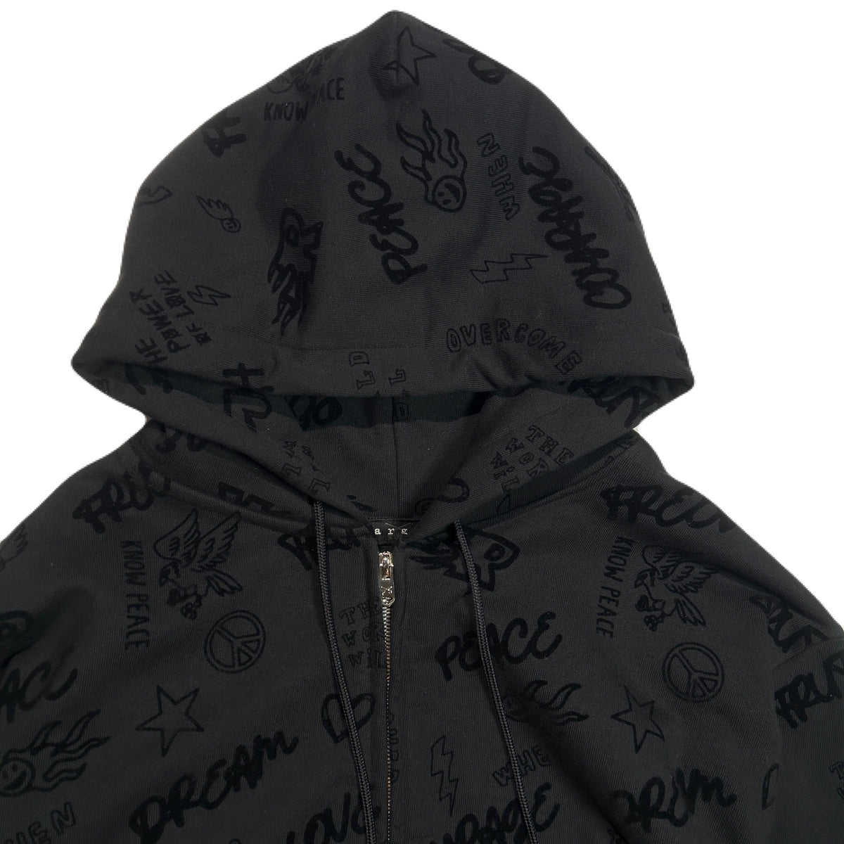 FLOCKY PRINT HOODIE / BLACK