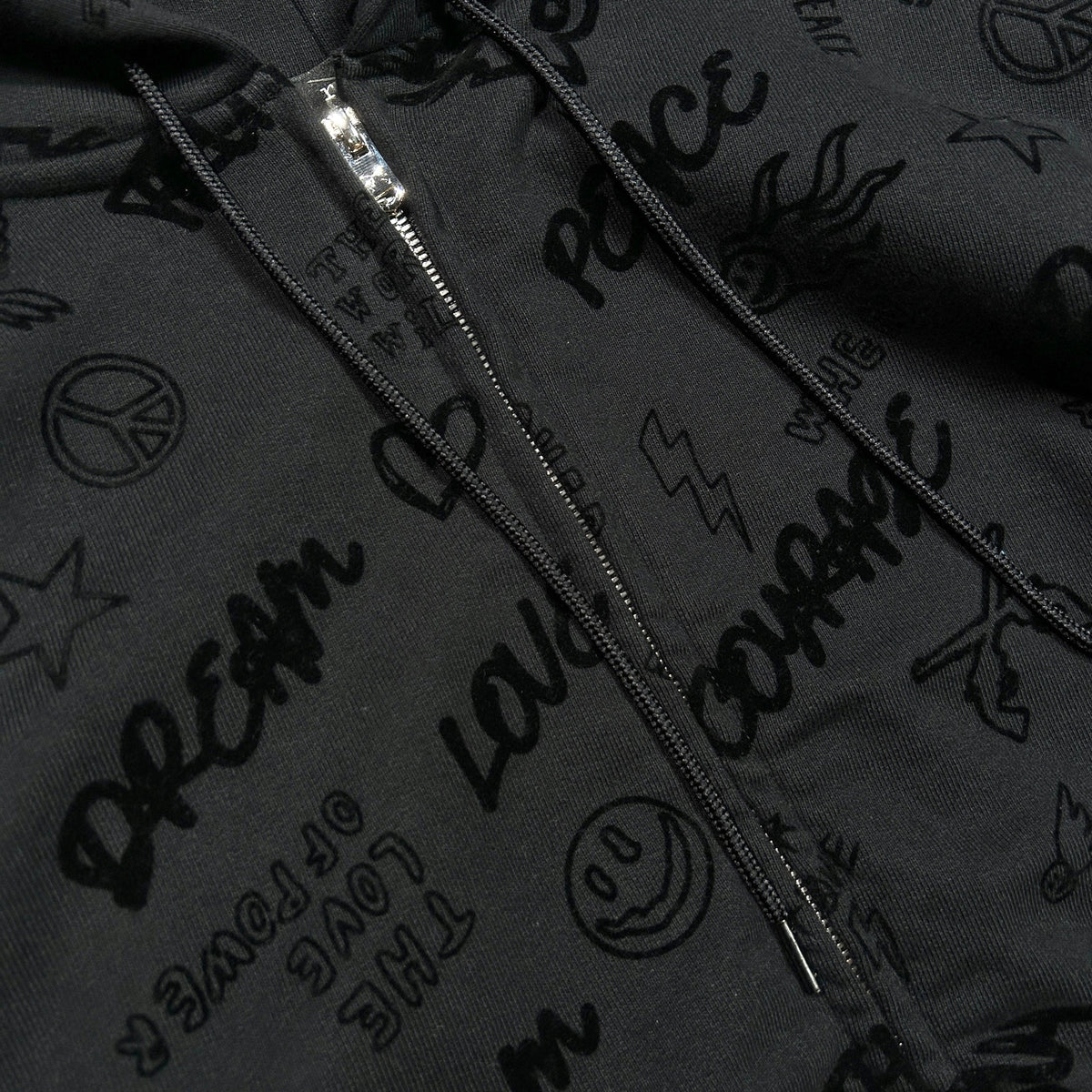FLOCKY PRINT HOODIE / BLACK