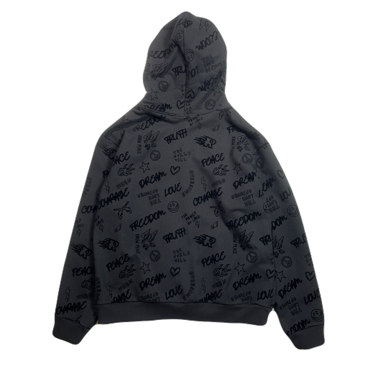 FLOCKY PRINT HOODIE / BLACK