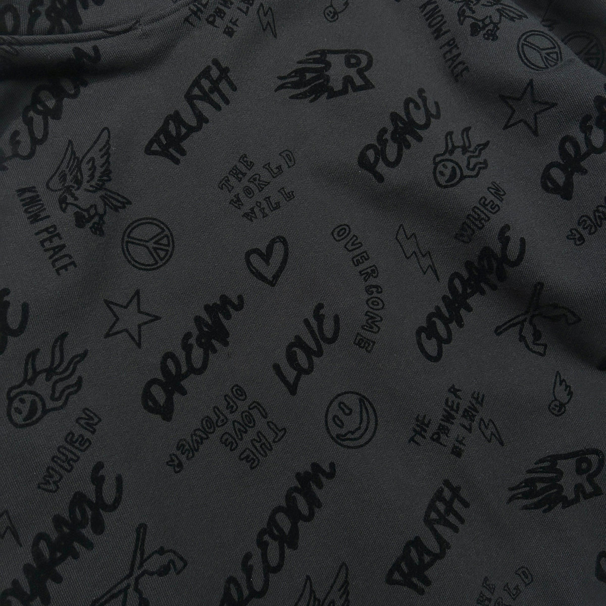 FLOCKY PRINT HOODIE / BLACK