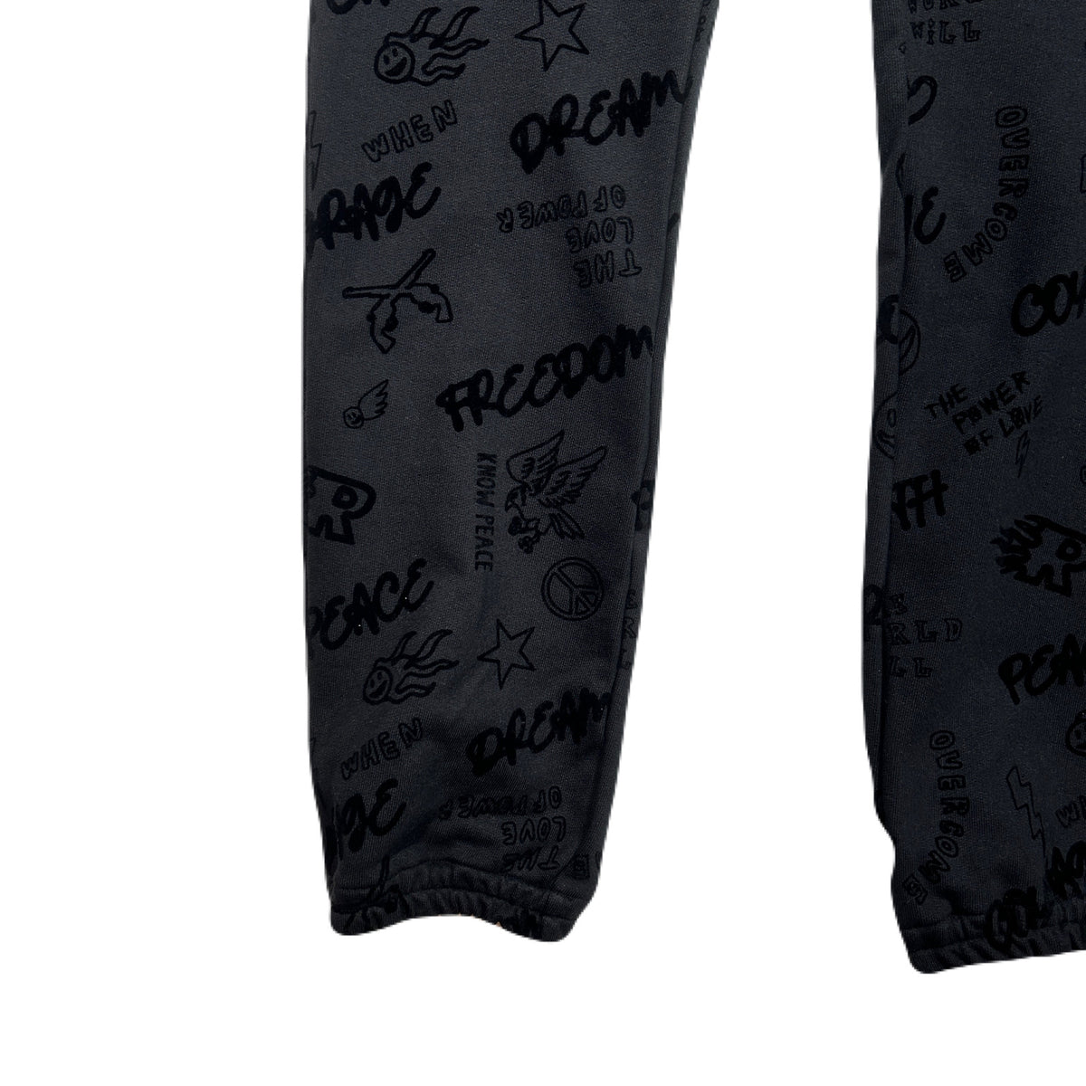 FLOCKY PRINT PANTS / BLACK
