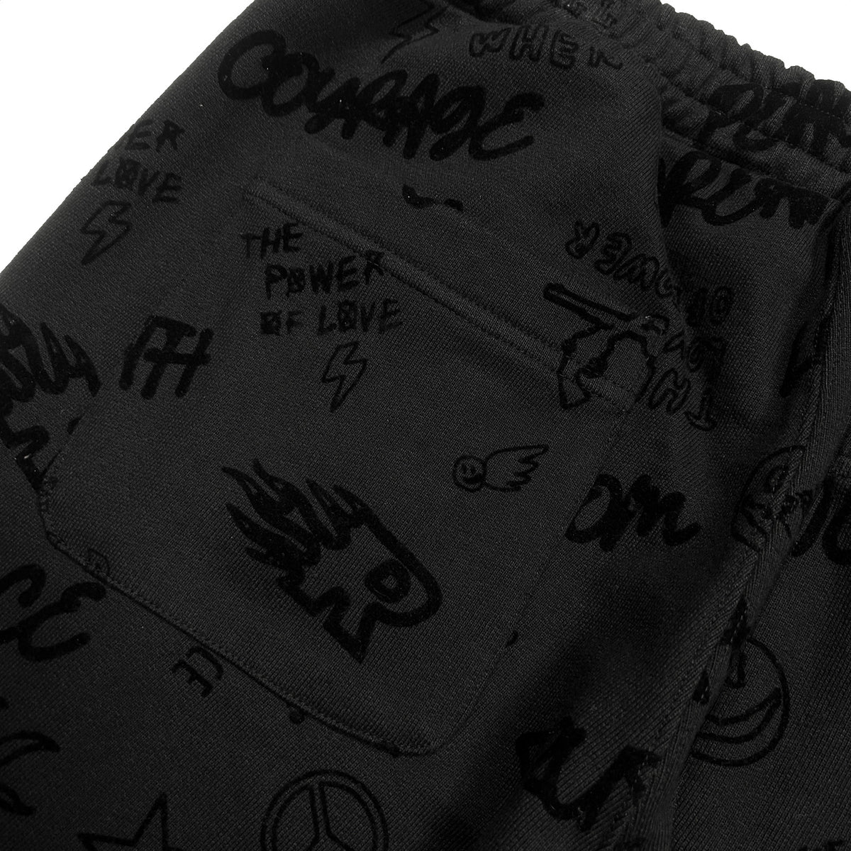 FLOCKY PRINT PANTS / BLACK