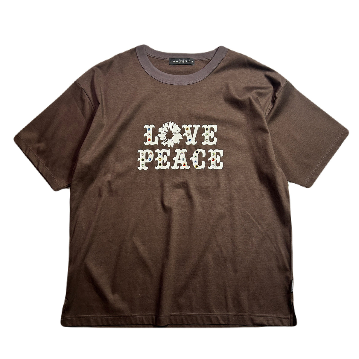 LOVE PEACE HOTFIX T-SHIRT / BROWN