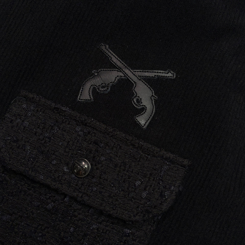 Load image into Gallery viewer, LEATHER PATCH CORDUROY SHIRTS / BLACK