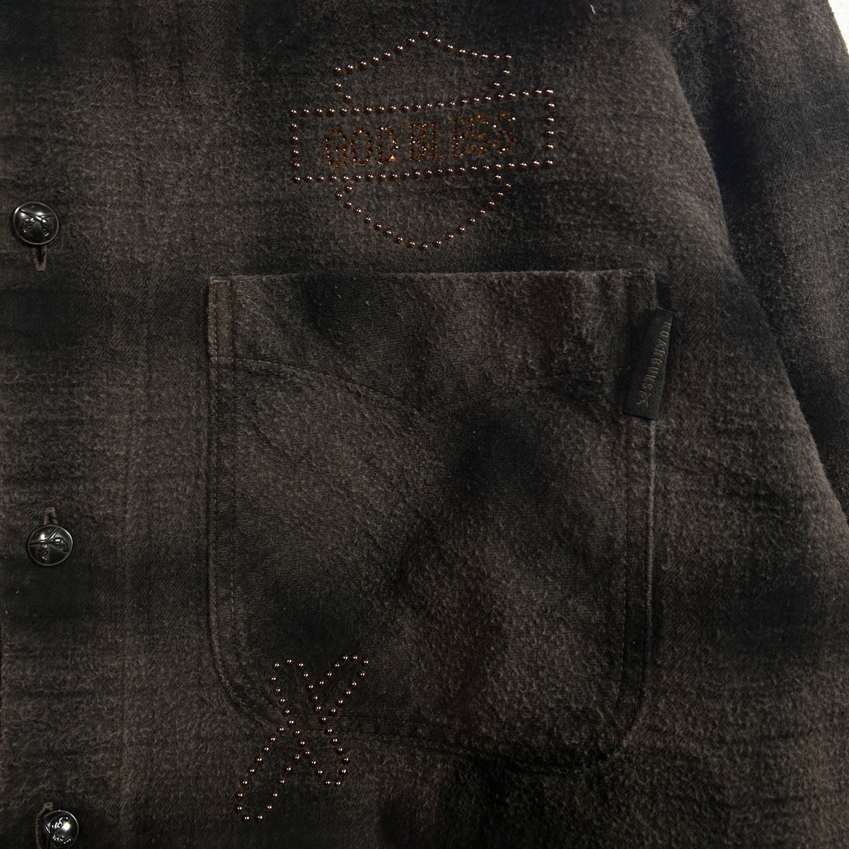 SHGGY CHECK SHIRT CRYSTAL / BROWN