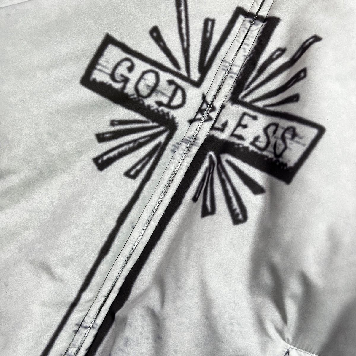 CROSS INKJET PRINT HOODIE / OFF WHITE