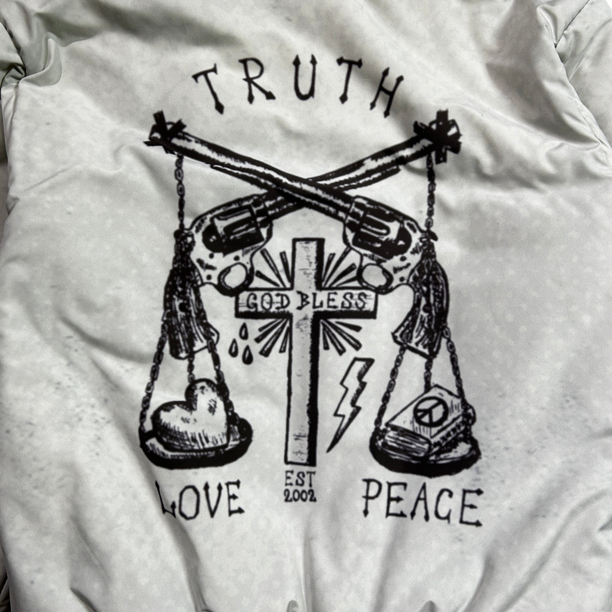 CROSS INKJET PRINT HOODIE / OFF WHITE