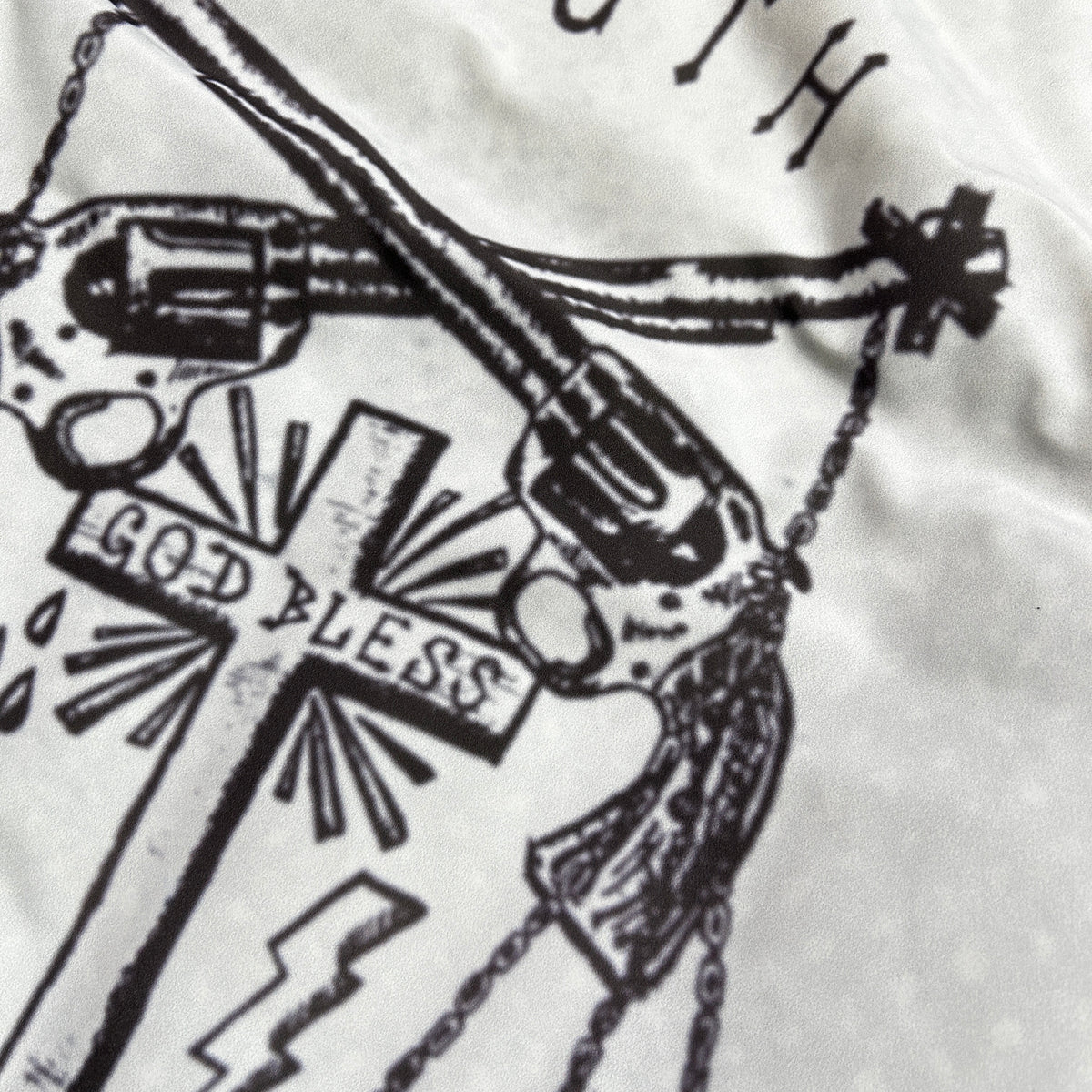 CROSS INKJET PRINT HOODIE / OFF WHITE