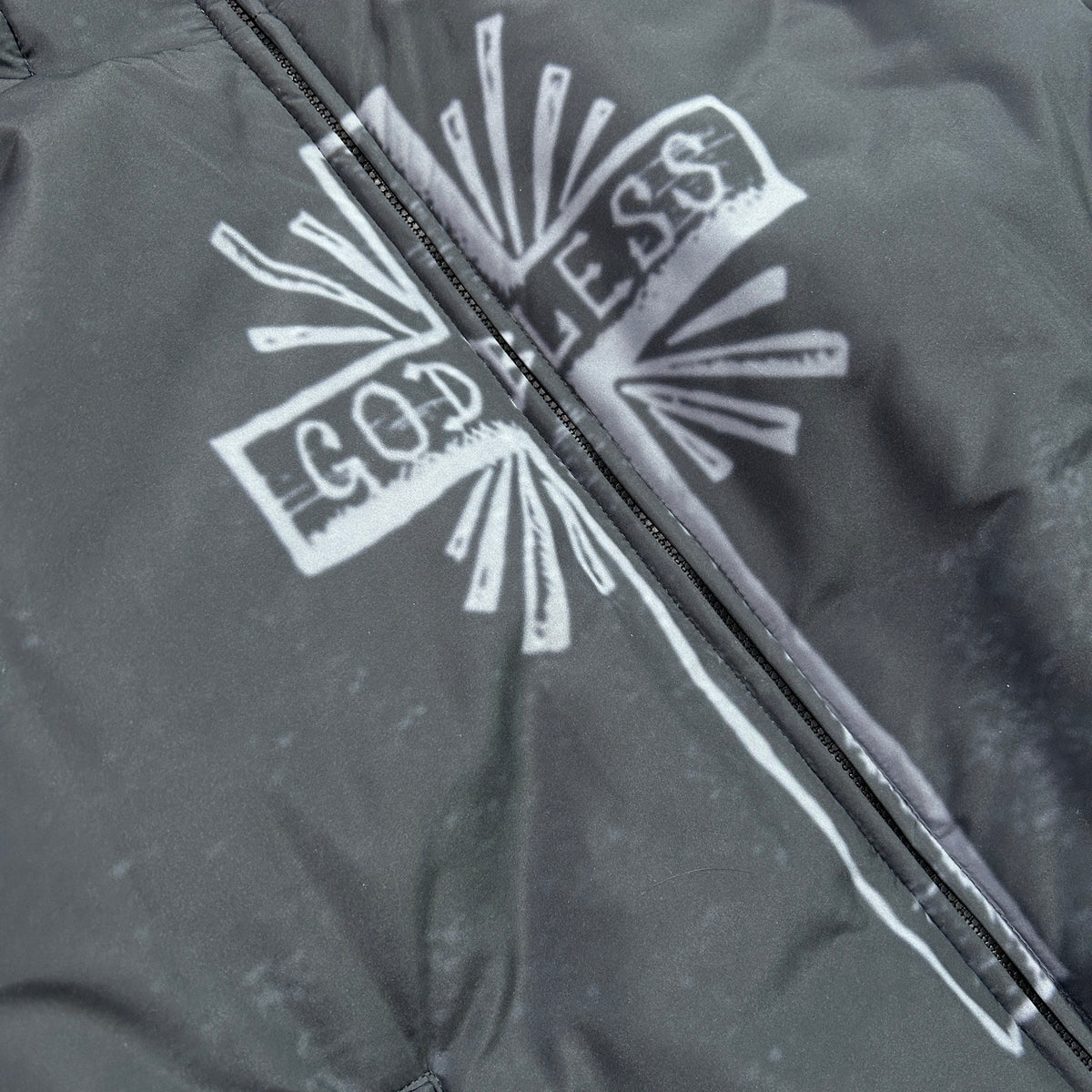 CROSS INKJET PRINT HOODIE / GRAY
