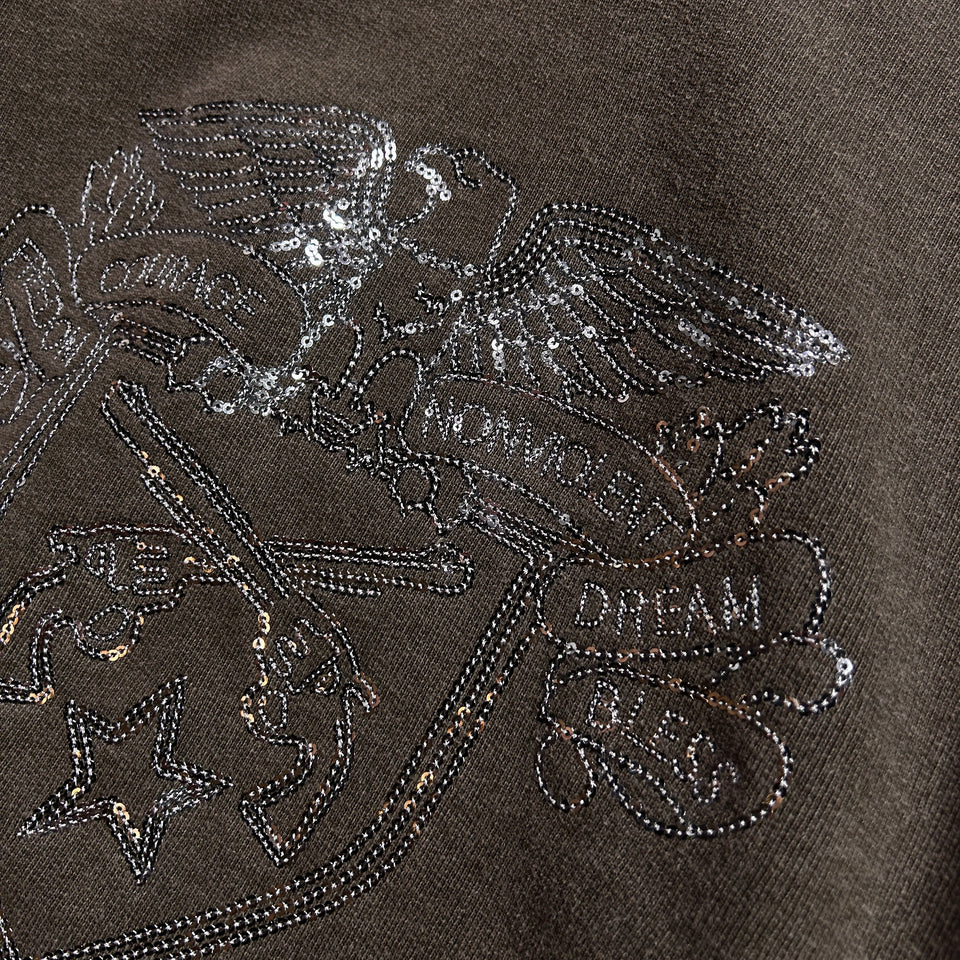 画像をギャラリービューアに読み込む, SPANGLE EMBROIDERY HOODIE / BROWN