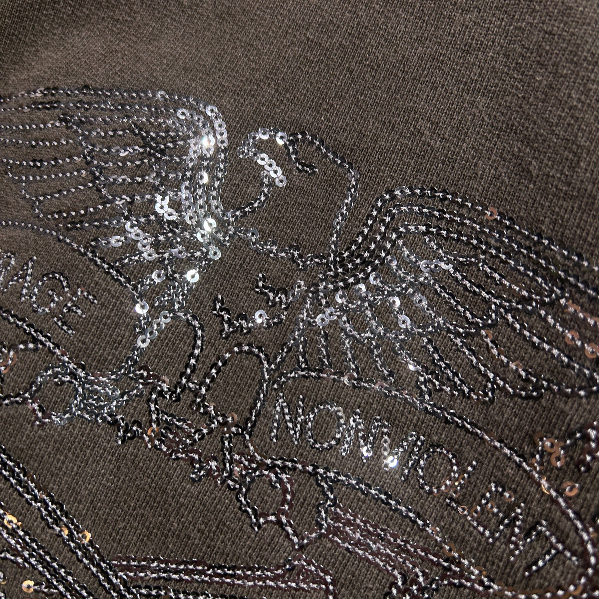 SPANGLE EMBROIDERY HOODIE / BROWN