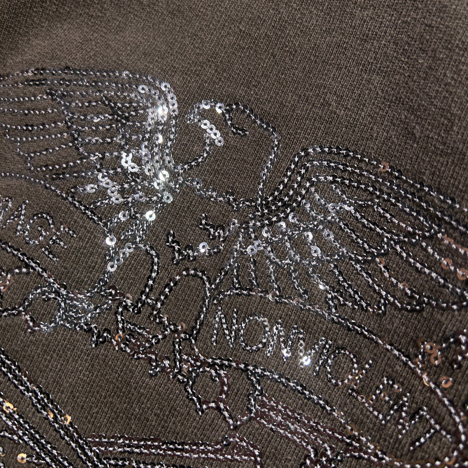 画像をギャラリービューアに読み込む, SPANGLE EMBROIDERY HOODIE / BROWN