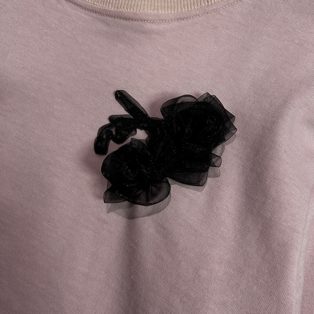 WOMENS ORGANDY FLOWER L/S T-SHIRT / PINK