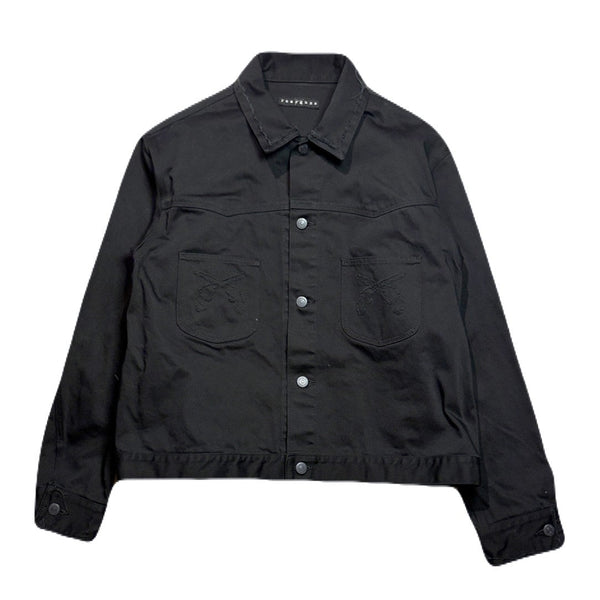 COTTON SATIN SHORT JACKET / BLACK