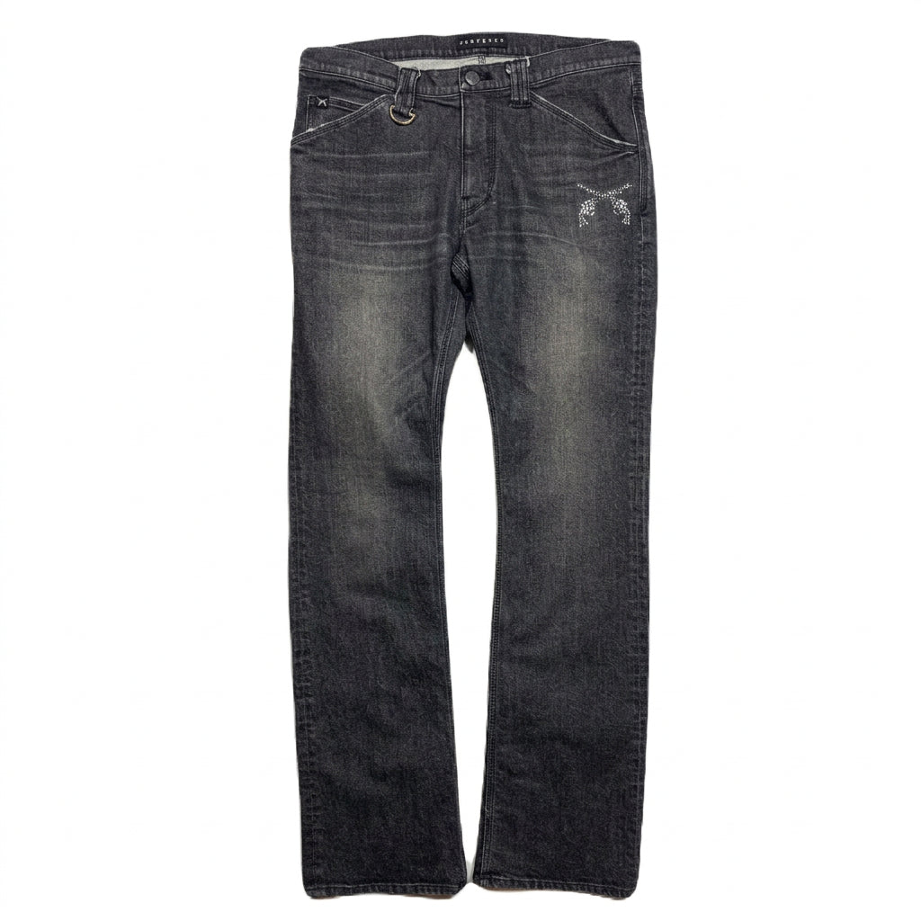 ARCHIVE STRETCH DENIM PANTS CRYSTAL / BLACK – roarguns ONLINE STORE