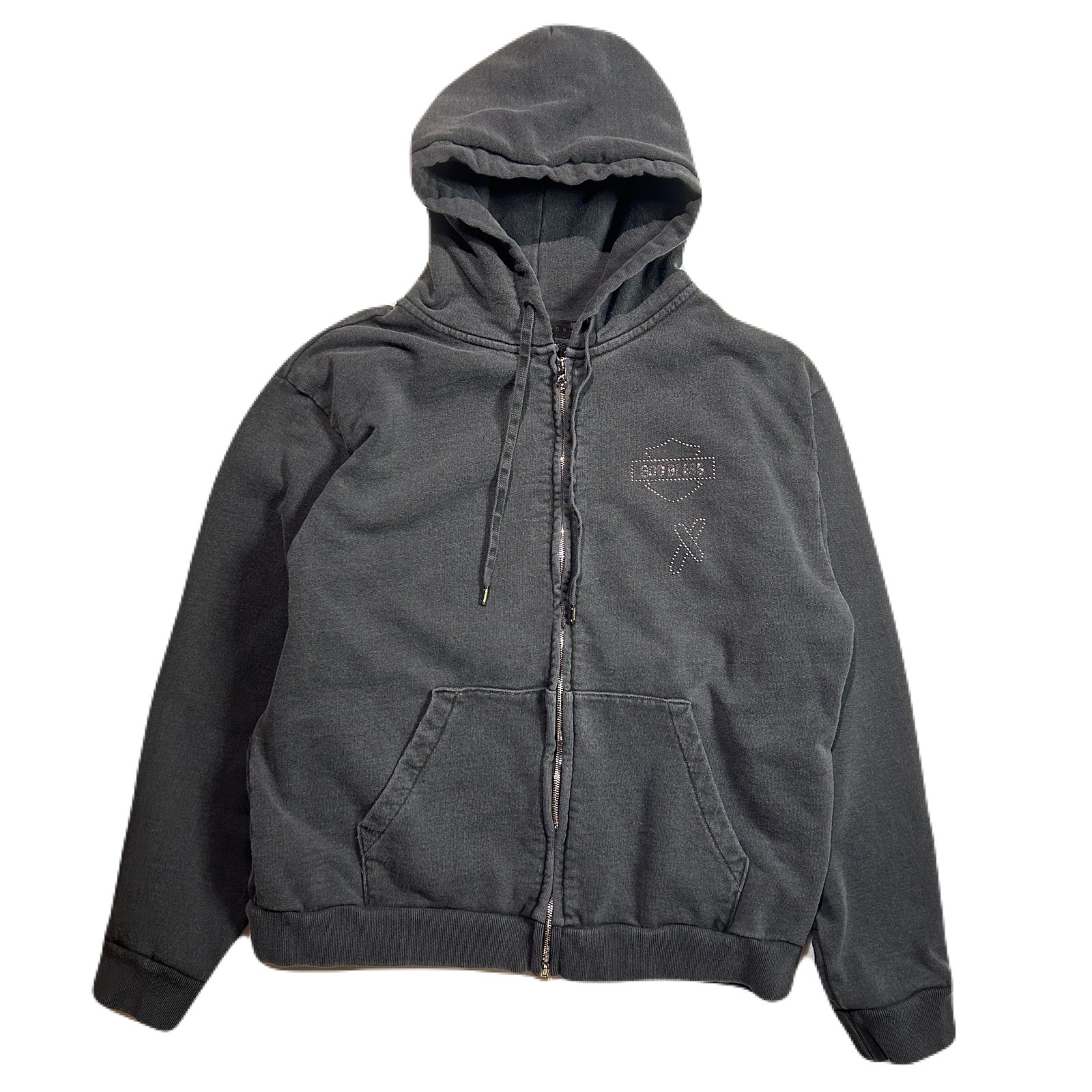 Load image into Gallery viewer, CROSSSGUN CHAIN EMBROIDERY HOODIE / BLACK