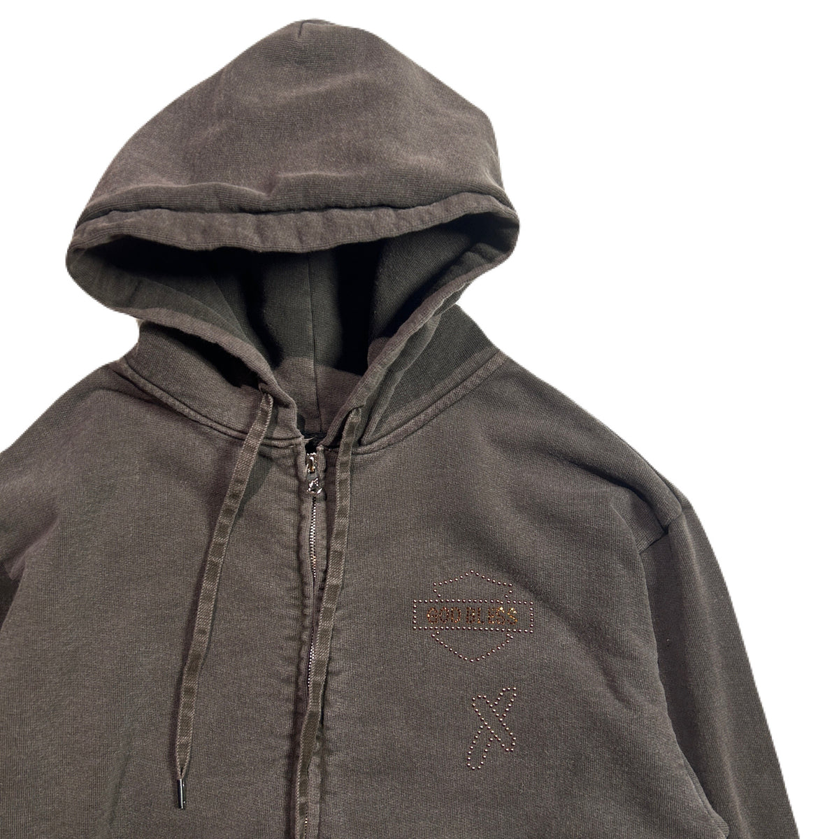 CROSSSGUN CHAIN EMBROIDERY HOODIE / BROWN
