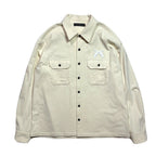 LEATHER PATCH CORDUROY SHIRTS / OFF WHITE