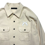 LEATHER PATCH CORDUROY SHIRTS / OFF WHITE
