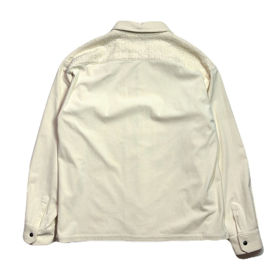 Load image into Gallery viewer, LEATHER PATCH CORDUROY SHIRTS / OFF WHITE