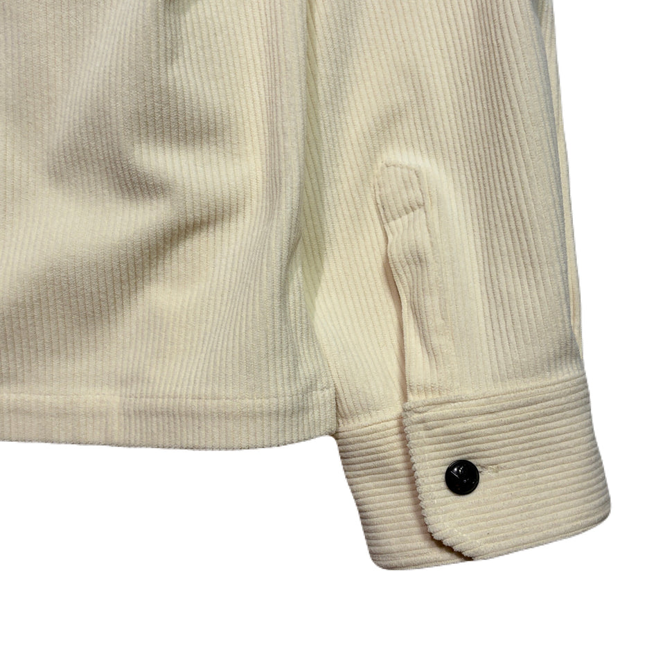 Load image into Gallery viewer, LEATHER PATCH CORDUROY SHIRTS / OFF WHITE