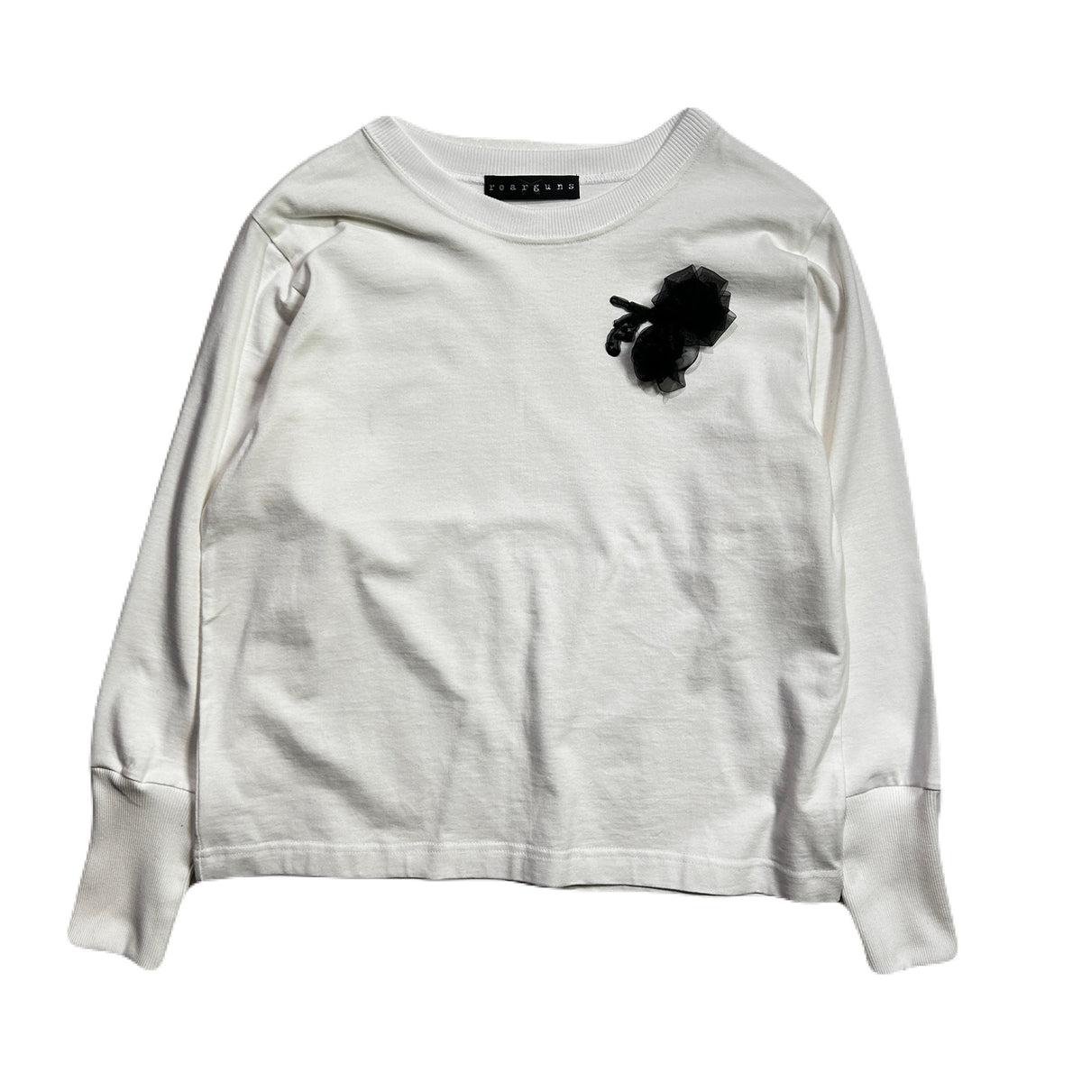 WOMENS ORGANDY FLOWER L/S T-SHIRT / WHITE