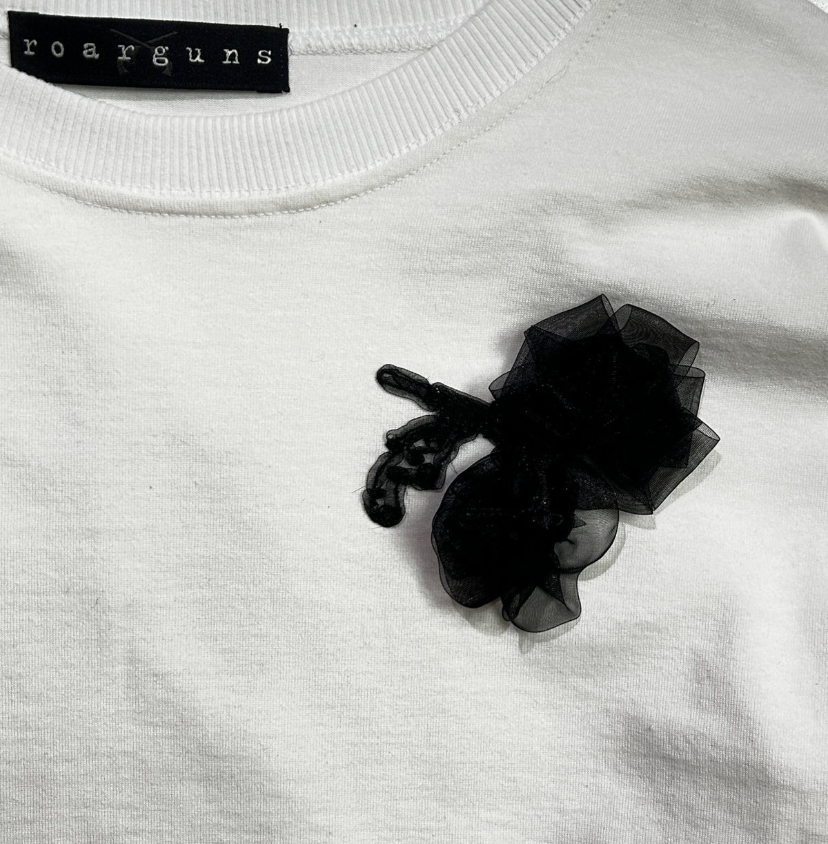 WOMENS ORGANDY FLOWER L/S T-SHIRT / WHITE