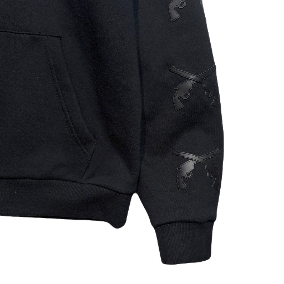 画像をギャラリービューアに読み込む, CROSSGUN LEATHER PATCH SWEAT HOODIE / BLACK
