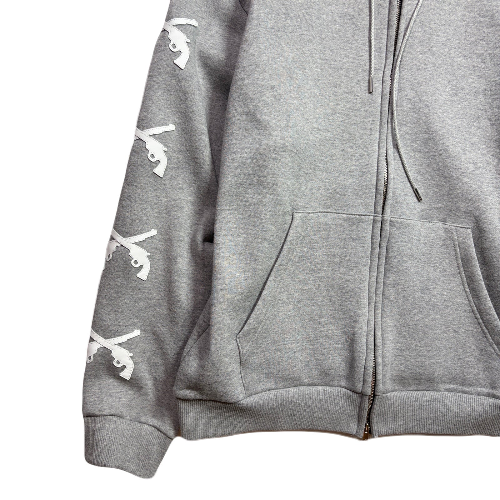 画像をギャラリービューアに読み込む, CROSSGUN LEATHER PATCH SWEAT HOODIE / GRAY