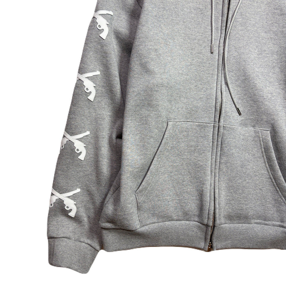 画像をギャラリービューアに読み込む, CROSSGUN LEATHER PATCH SWEAT HOODIE / GRAY