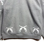 CROSSGUN LEATHER PATCH SWEAT HOODIE / GRAY