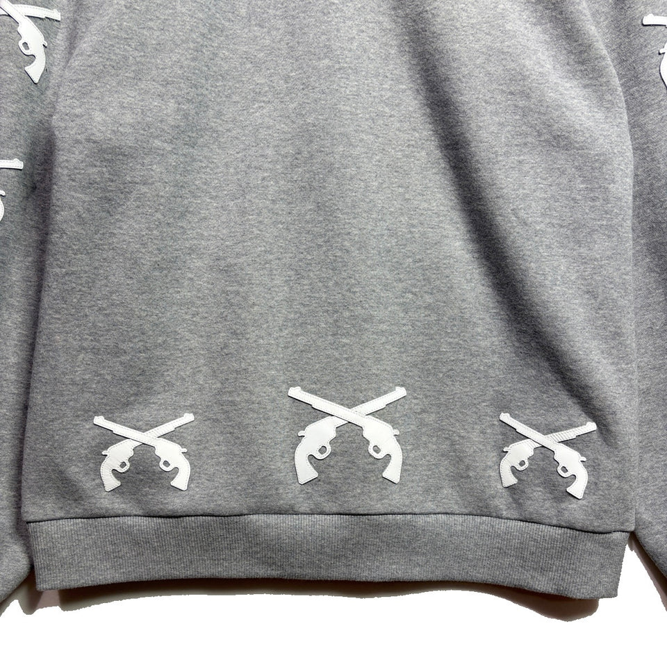 画像をギャラリービューアに読み込む, CROSSGUN LEATHER PATCH SWEAT HOODIE / GRAY