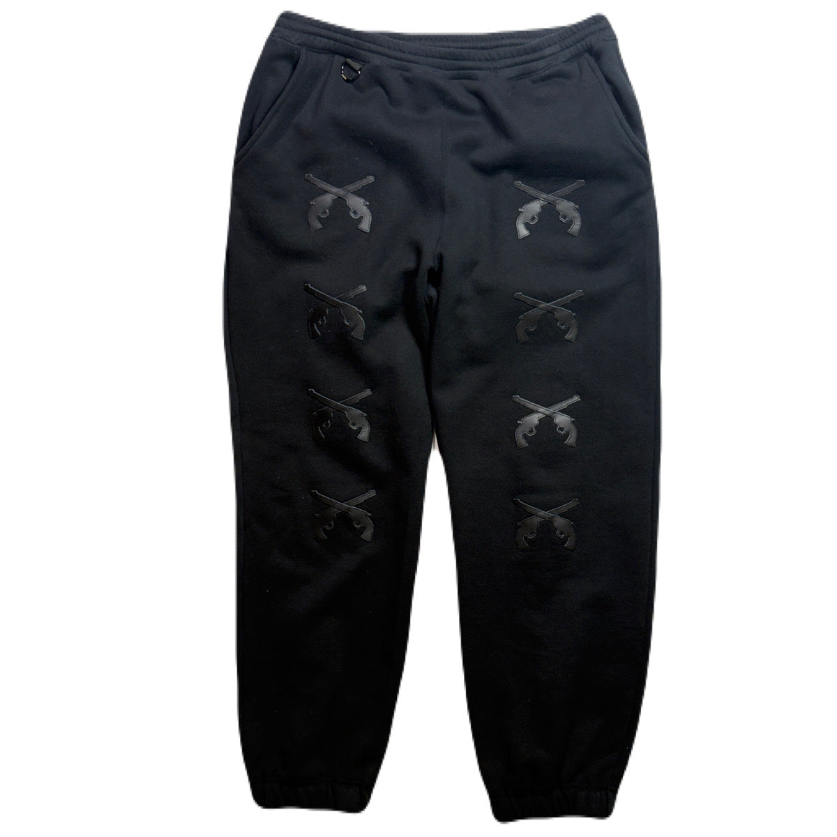 画像をギャラリービューアに読み込む, CROSSGUN LEATHER PATCH SWEAT PANTS / BLACK