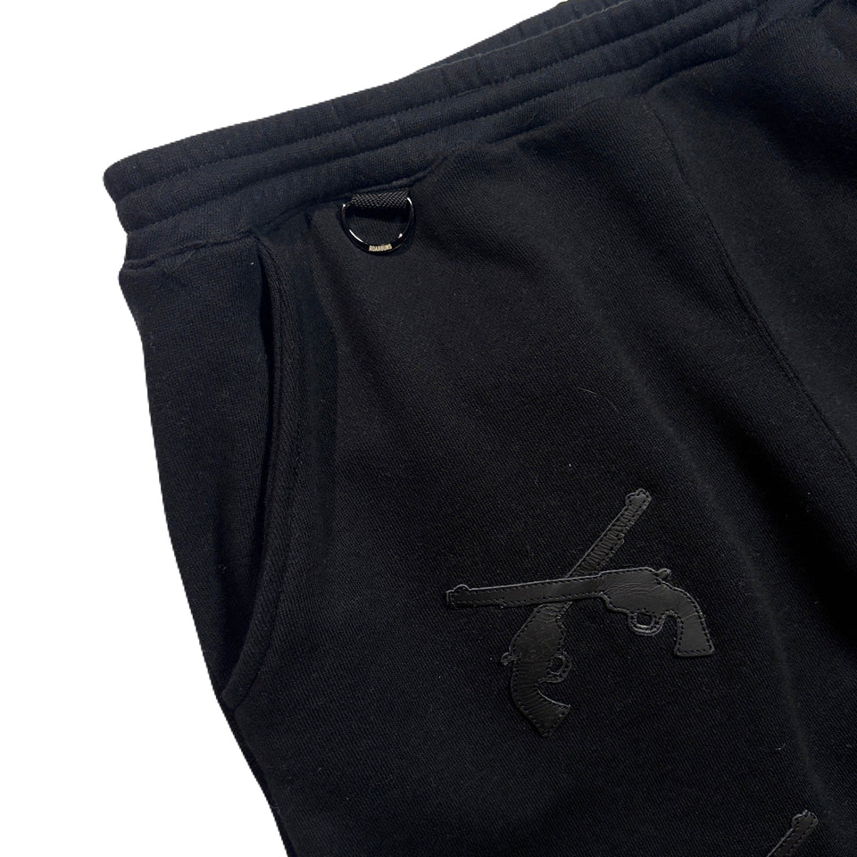 画像をギャラリービューアに読み込む, CROSSGUN LEATHER PATCH SWEAT PANTS / BLACK
