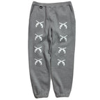 CROSSGUN LEATHER PATCH SWEAT PANTS / GRAY