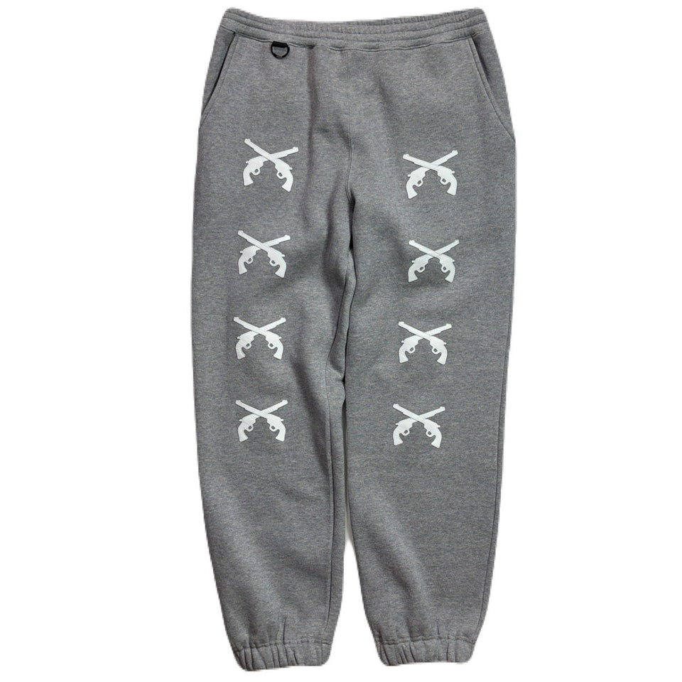 画像をギャラリービューアに読み込む, CROSSGUN LEATHER PATCH SWEAT PANTS / GRAY