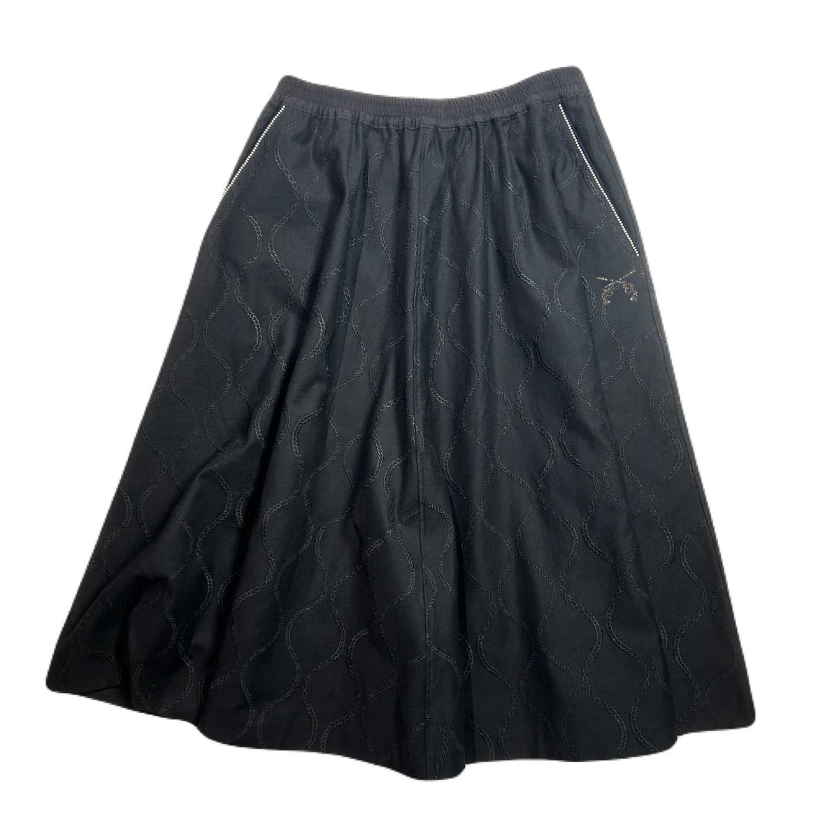 WOMENS CHAIN EMBROIDERY SKIRT / BLACK