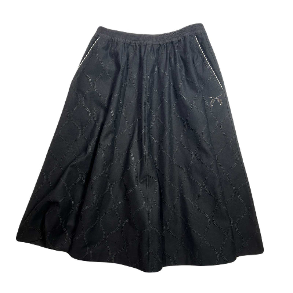 画像をギャラリービューアに読み込む, WOMENS CHAIN EMBROIDERY SKIRT / BLACK