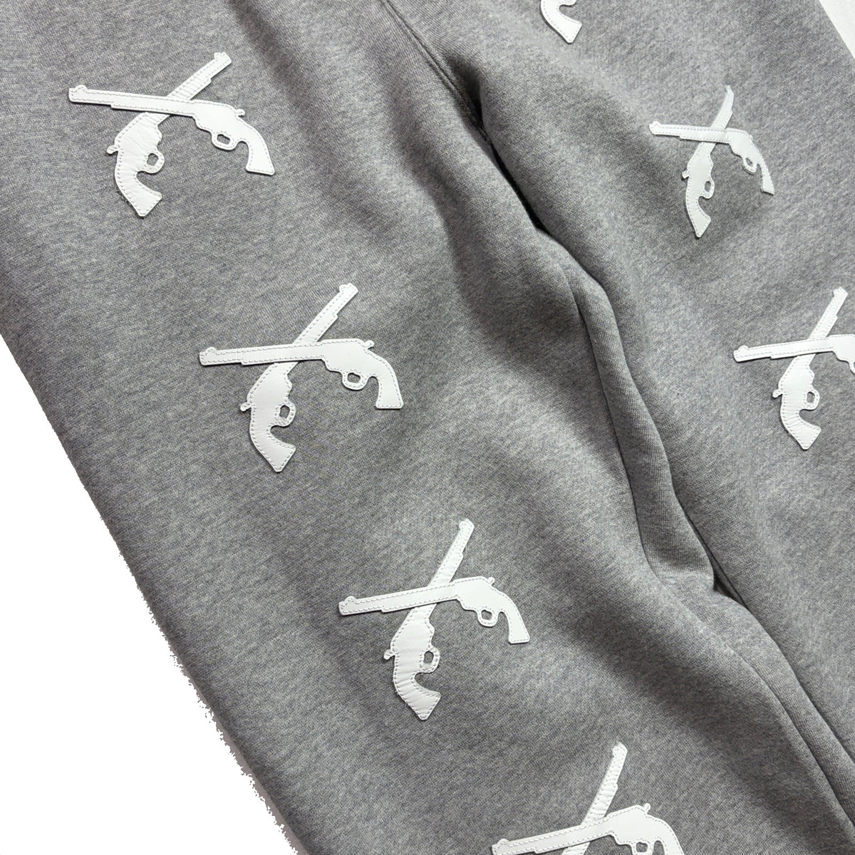 CROSSGUN LEATHER PATCH SWEAT PANTS / GRAY