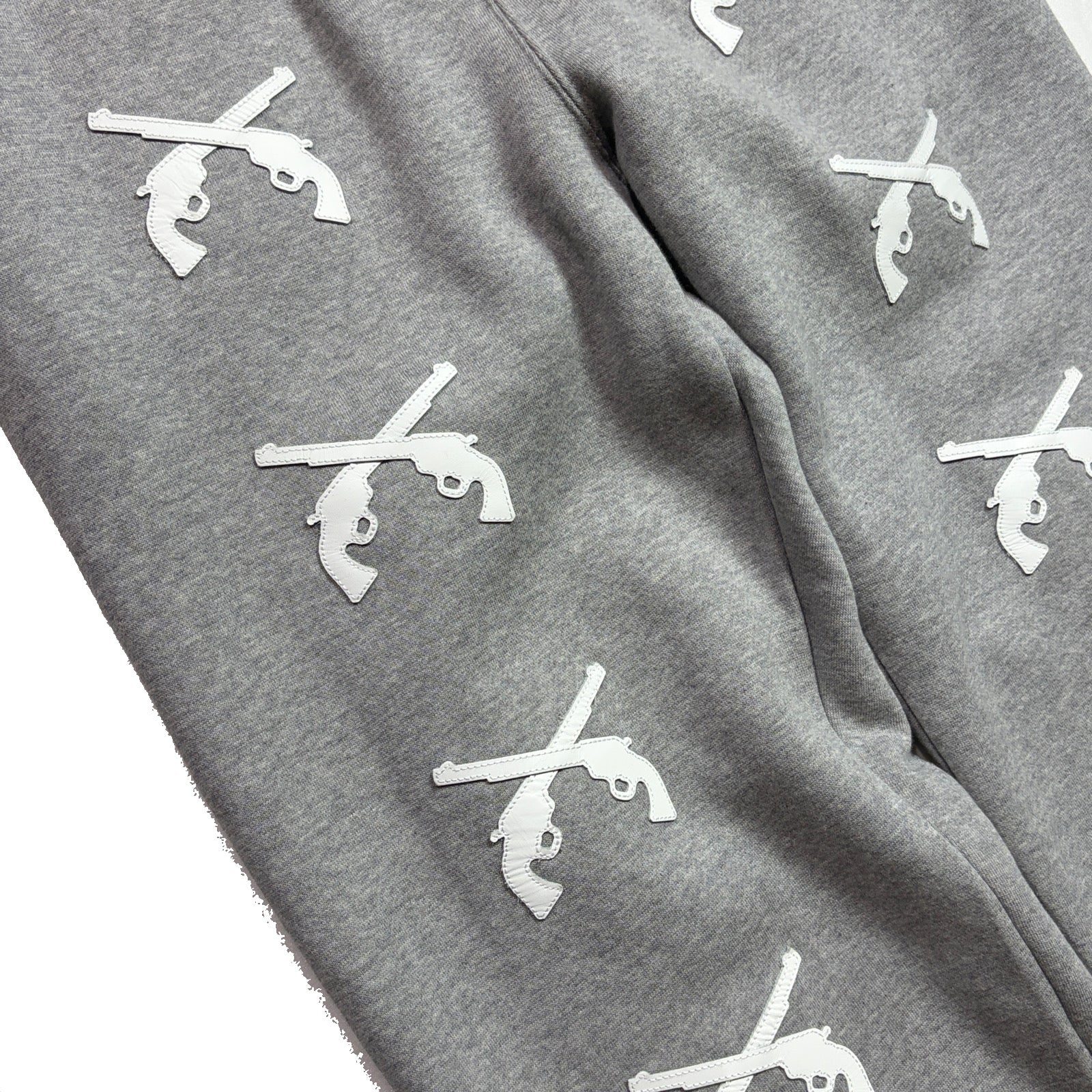 画像をギャラリービューアに読み込む, CROSSGUN LEATHER PATCH SWEAT PANTS / GRAY