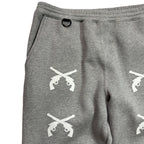 CROSSGUN LEATHER PATCH SWEAT PANTS / GRAY